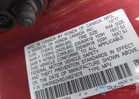 2018 Honda Cr-V Ex z USA, uszkodzony, nr VIN 2HKRW2H50JH621678